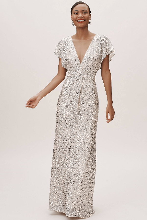 Jenny Yoo Halsey Dress By In Silver Size 8 ModeSens