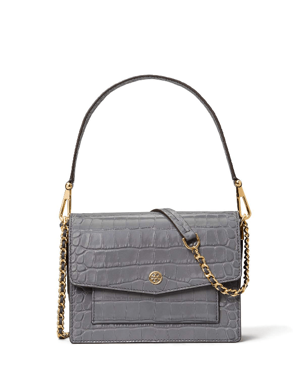 Tory Burch Robinson Crocodileembossed Medium Leather Shoulder Bag In