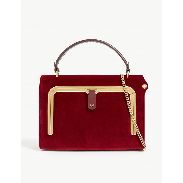 Anya Hindmarch Small Velvet Postbox Bag In Oxblood ModeSens