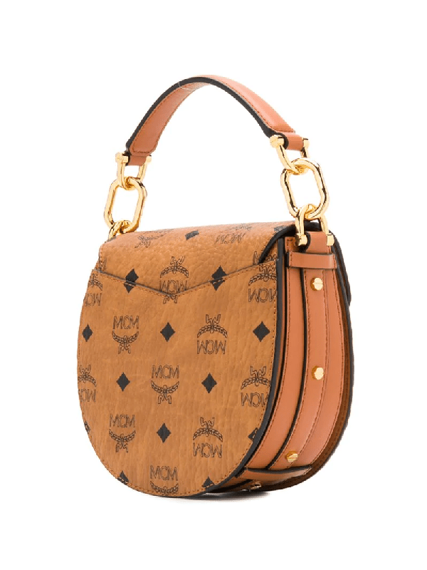 Mcm Mini Patricia Visetos Coated Canvas & Leather Shoulder Bag In Brown