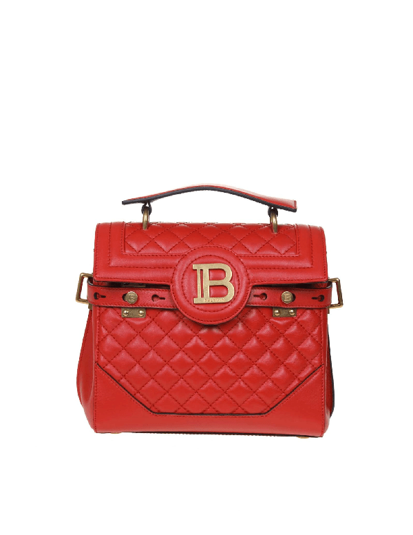 Balmain Bbuzz 23 Quilted Leather Shoulder Bag In Red ModeSens