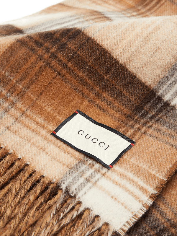 Gucci Gg Reversible Wool Blanket Scarf In Brown ModeSens