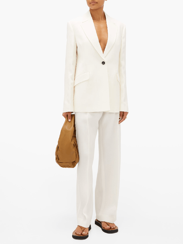 The Row Ginza Leather Platform Flip Flops In Sand ModeSens