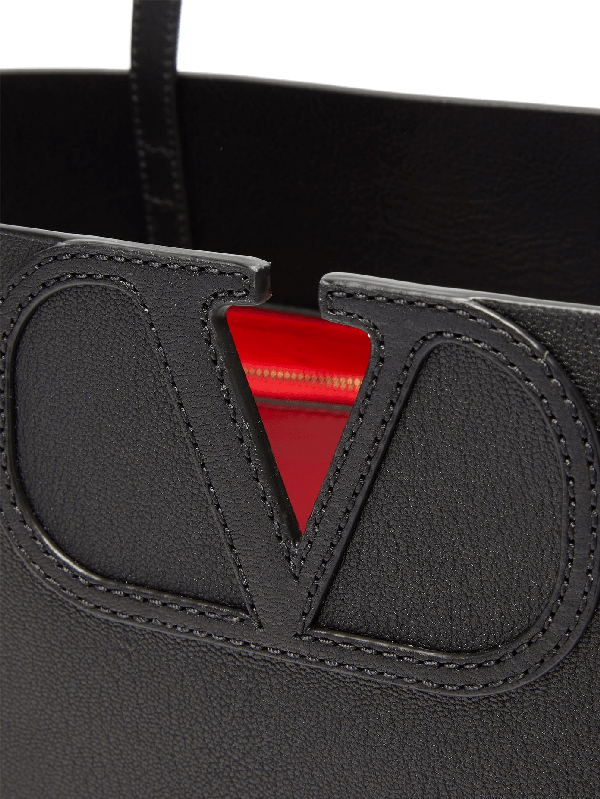 Valentino Garavani Vlogo Large Grainedleather Tote Bag In Black