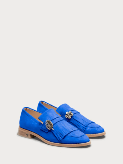 Scotch & Soda Loel - Suede Fringe Loafers In Blue | Modesens
