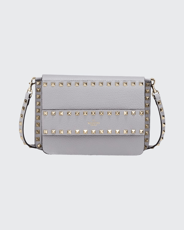 Valentino Garavani Rockstud Small Leather Shoulder Bag In Gray ModeSens