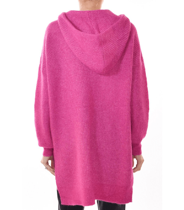 Ganni Soft Wool Knit Hoodie In Fuchsia Red In Pink ModeSens
