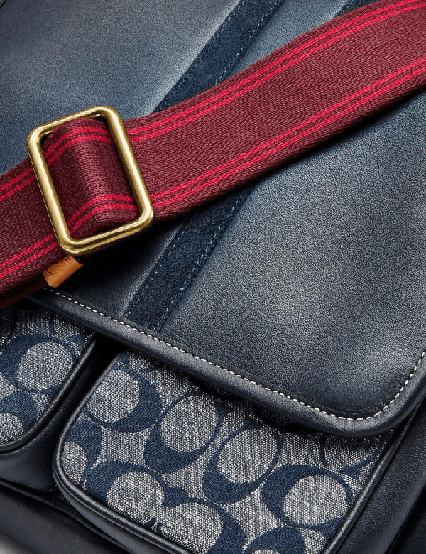 Coach Map Bag In Signature Chambray With Varsity Stripe In Ol/chambray