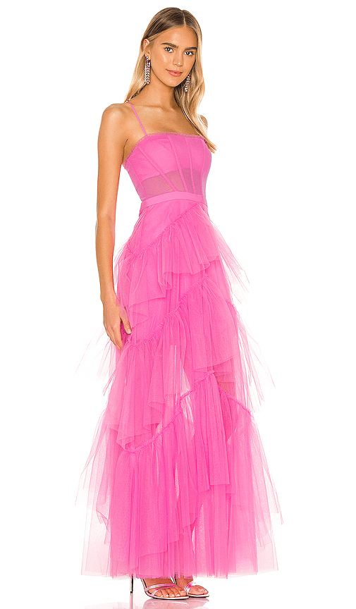 Bcbgmaxazria Corset Tulle Gown In Vibrant Pink ModeSens