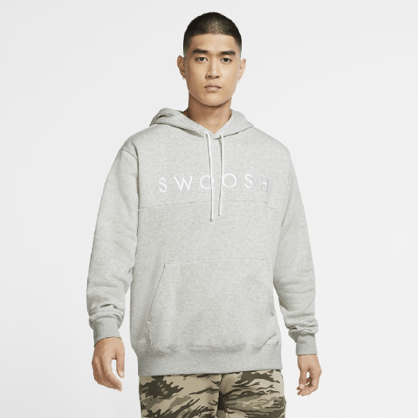 Nike Sportswear Swoosh Men's Pullover Hoodie (grey Heather) Clearance