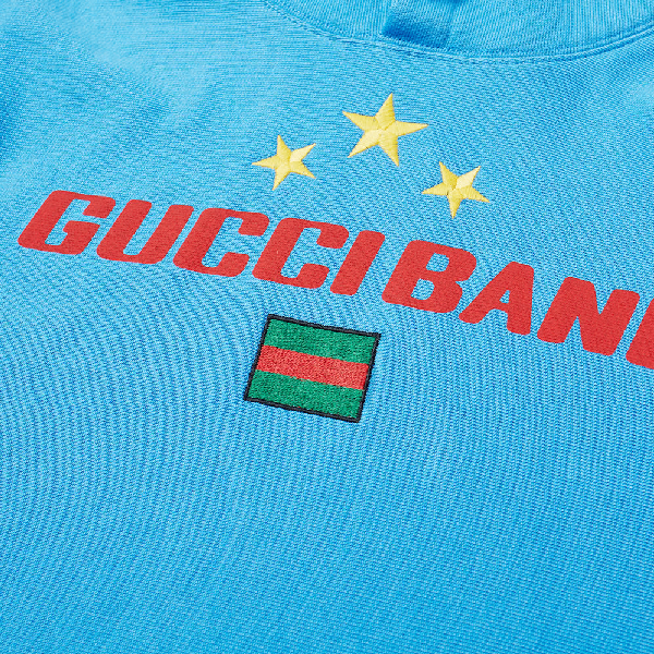 Gucci Band Flag Hoodie In Blue ModeSens