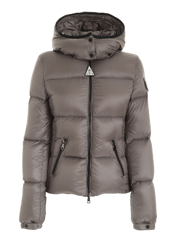 Moncler Fourmi Grey Down Jacket Featuring Hood ModeSens