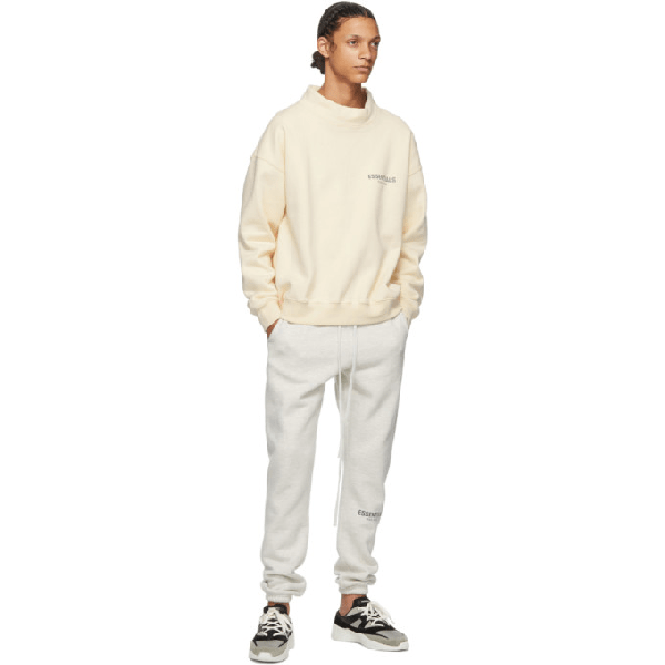 Essentials Offwhite Mock Neck Sweatshirt In Buttercream ModeSens