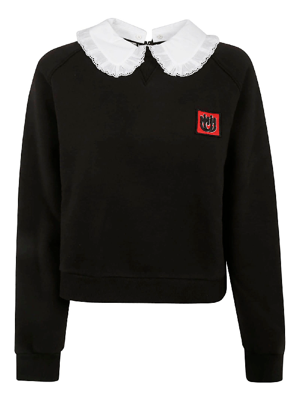 Miu Miu Chest Patch Sweatshirt In Black ModeSens