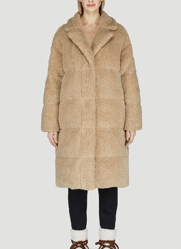 Moncler Padded Faux Fur Teddy Coat In Beige ModeSens