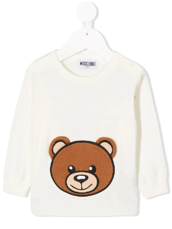 Moschino Babies' Teddy Bear Crewneck Jumper In White ModeSens