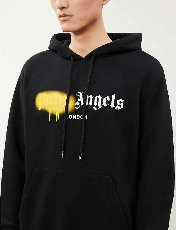 Palm Angels Los Angeles Spray Print Jersey Hoodie In Black ModeSens