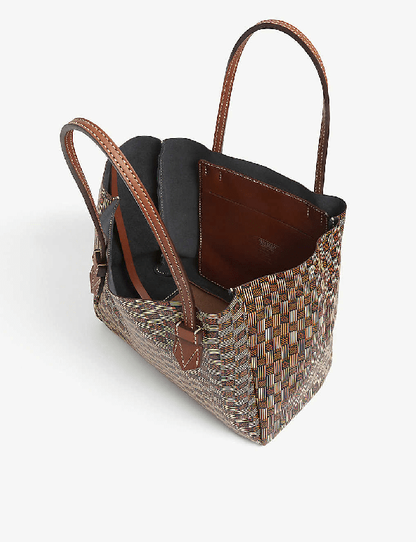 Moreau Paris Vincennes Medium Leather Tote Bag In Classique Print Tan