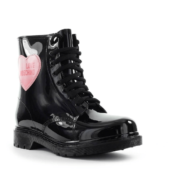Love Moschino Rain Ankle Boots Hologram Heart In Black ModeSens