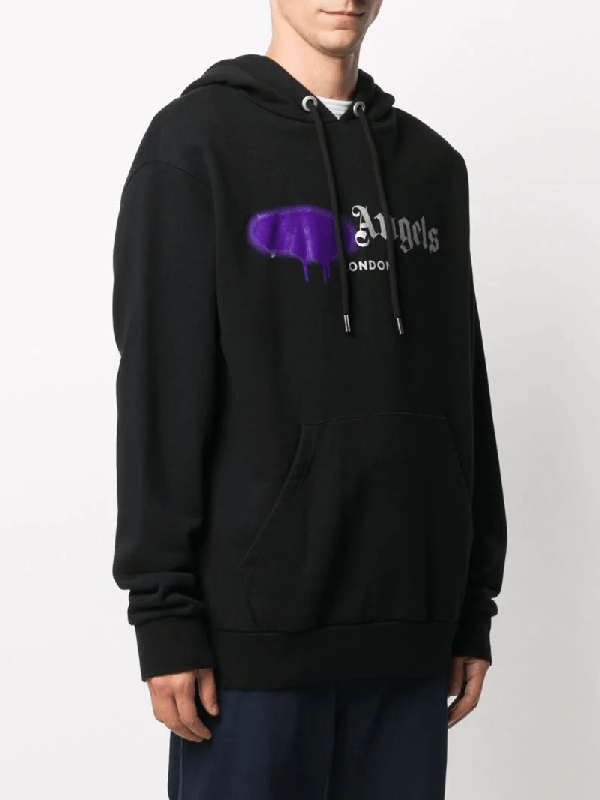 Palm Angels Spray Paint Logo Hoodie In Black ModeSens