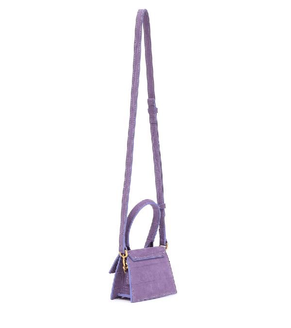 Jacquemus Le Chiquito Moyen Crocodileeffect Top Handle Bag In Purple