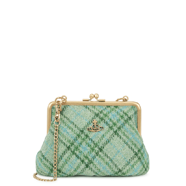 Vivienne Westwood Elena Checked Tweed Shoulder Bag In Green ModeSens