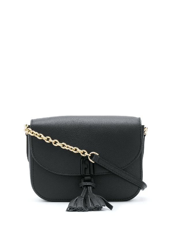 Furla Black Leather Mini Perla Round Crossbody Bag IUCN Water