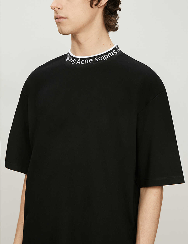 Acne Studios Logocollar Stretchjersey Tshirt In Grey ModeSens