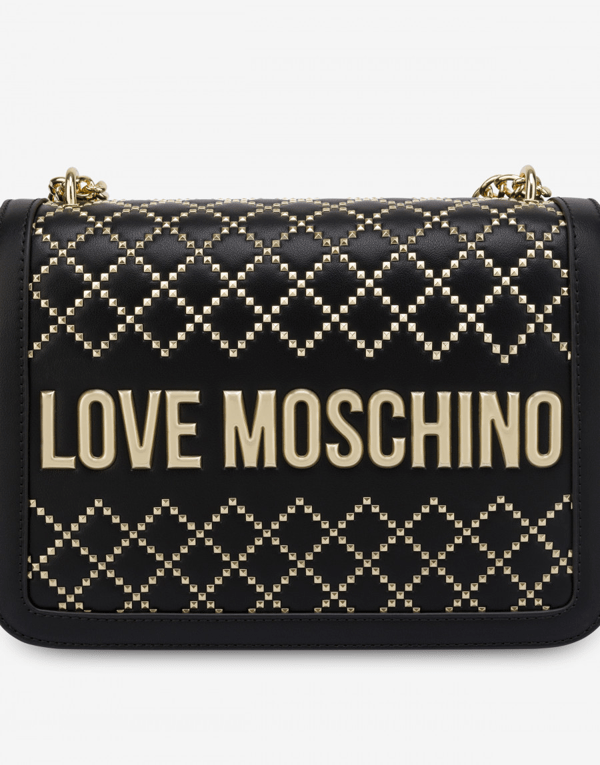 Love Moschino Woven Gold Studs Shoulder Bag In Black ModeSens