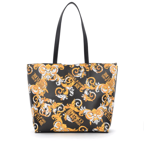 Versace Jeans Couture Shoulder Bag In Black Vegan Leather With Baroque