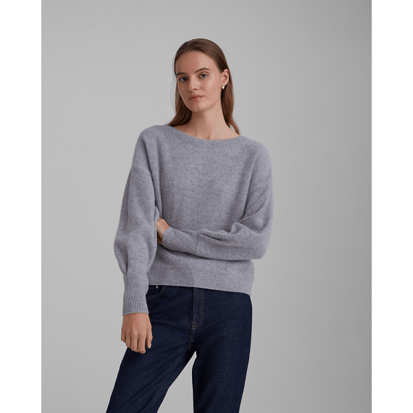 Club Monaco Medium Heather Grey Boiled Cashmere Boatneck Sweater In
