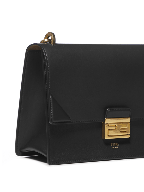 Fendi Kan U Small Leather Shoulder Bag In Black ModeSens