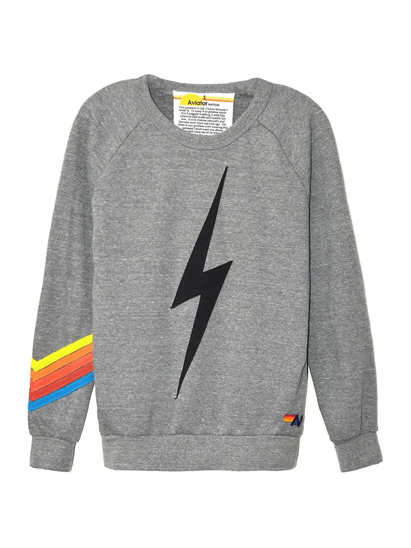 Aviator Nation Women's Bolt Chevron Crew Sweatshirt In Heather Neon
