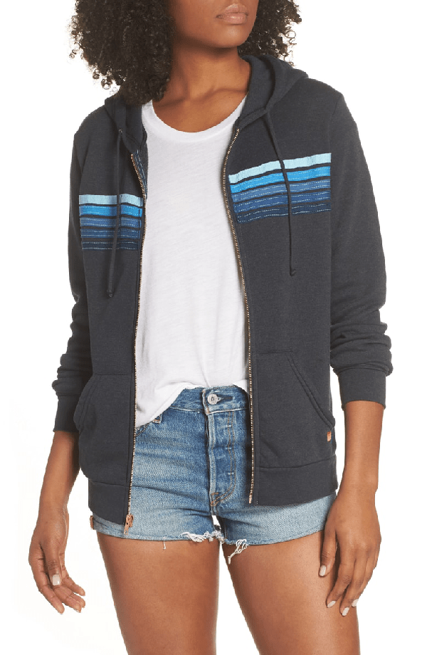 Aviator Nation 5stripe Zip Hoodie In Charcoal Blue ModeSens