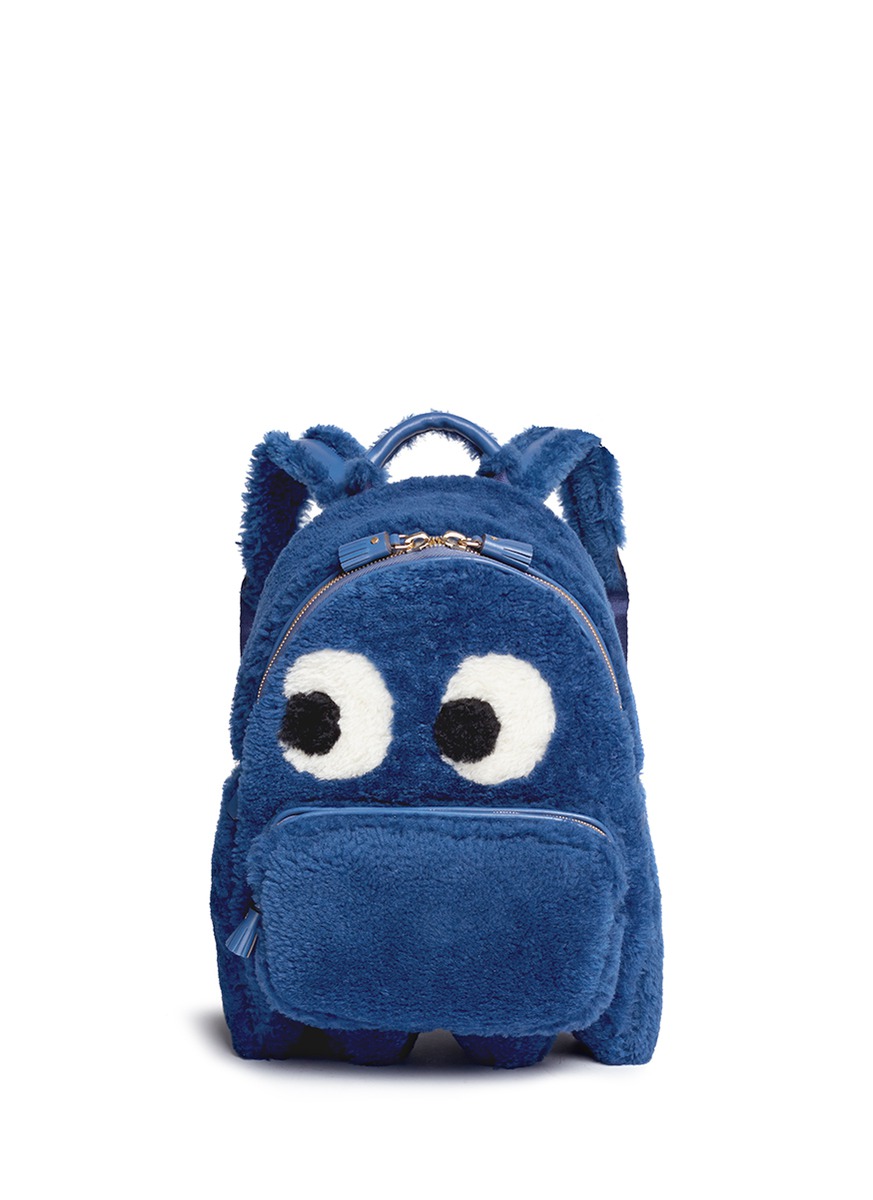 Anya Hindmarch 'ghost' Mini Shearling Backpack In Blue ModeSens