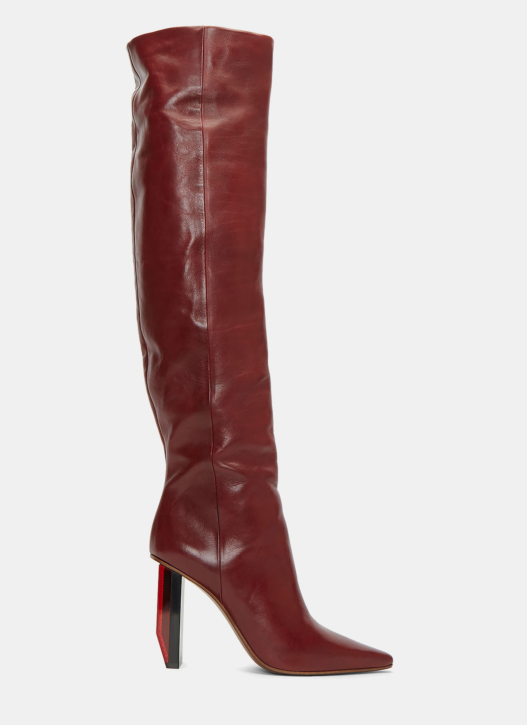 Vetements Women's Thighhigh Reflector Heeled Boots In Burgundy ModeSens