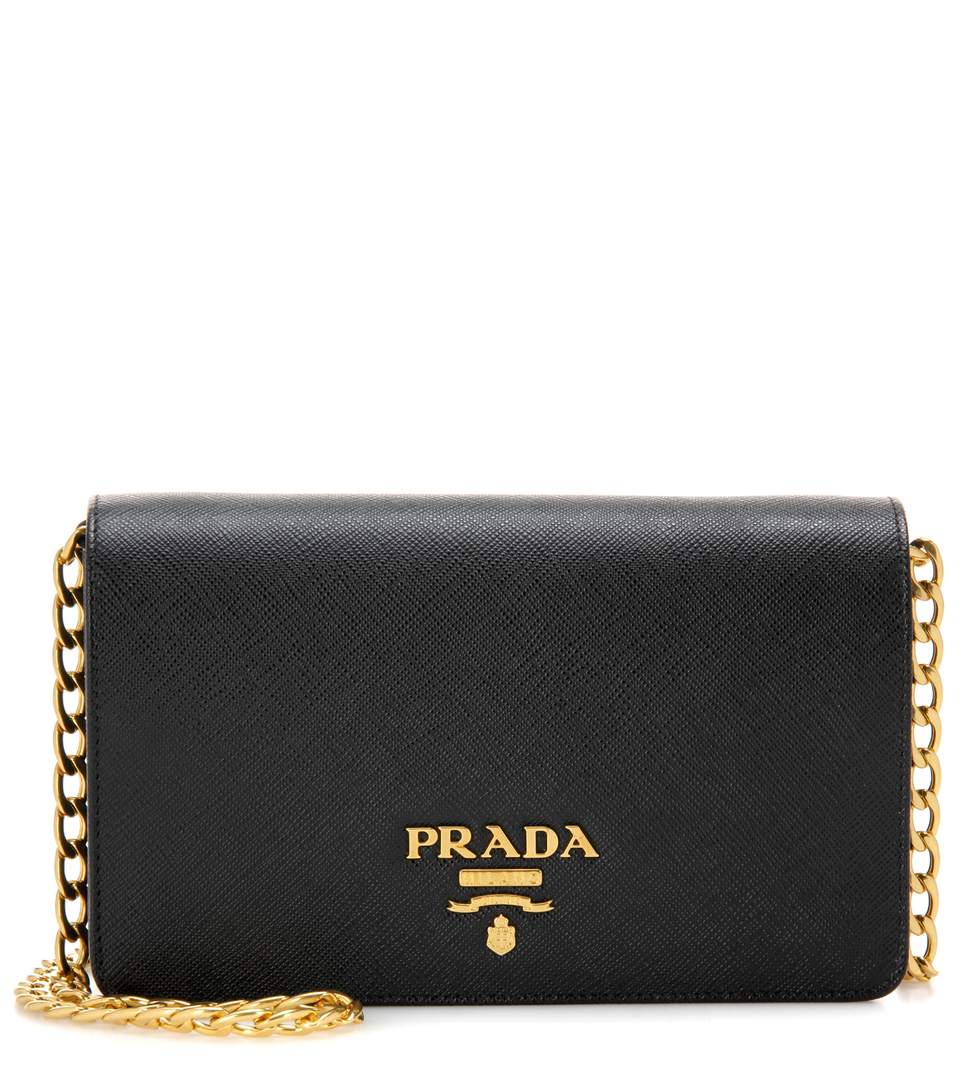 Prada Saffiano Leather Shoulder Bag In Black ModeSens