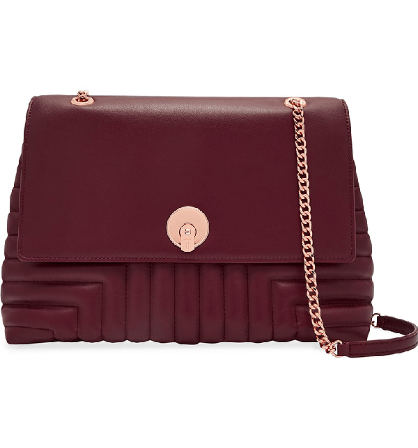 Ted Baker Sofiiee Quilted Leather Shoulder Bag Burgundy In Maroon