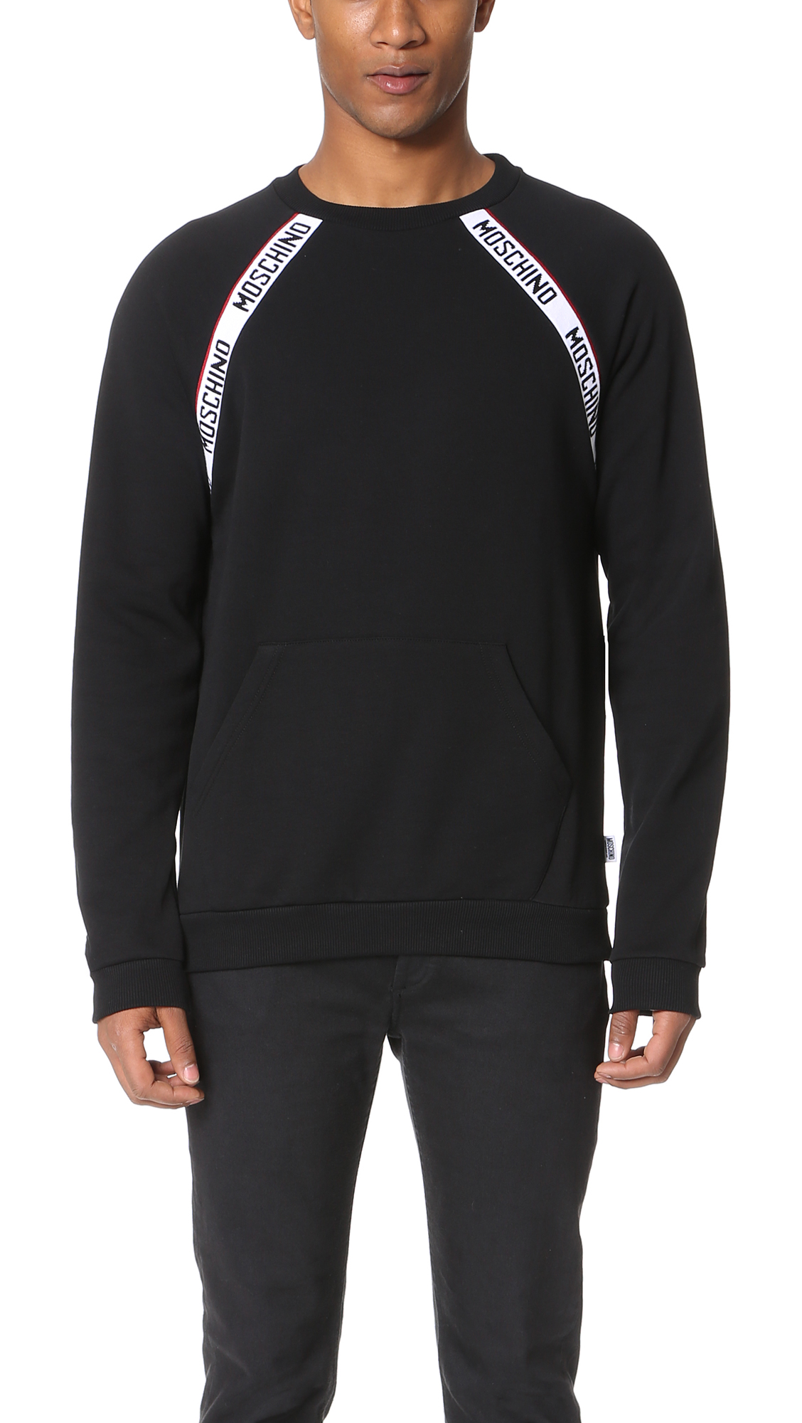 Moschino Logo Tape Sweatshirt In Nero ModeSens