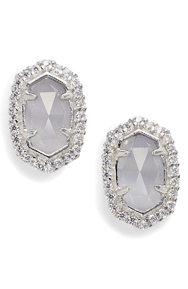 Kendra Scott 'cade' Drusy Stud Earrings In Slate Cats Eye/ Silver