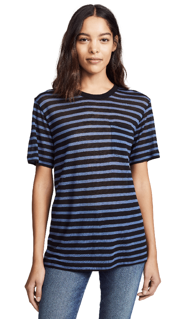 Alexander Wang T Striped Slub Jersey Tee In Black/sky ModeSens