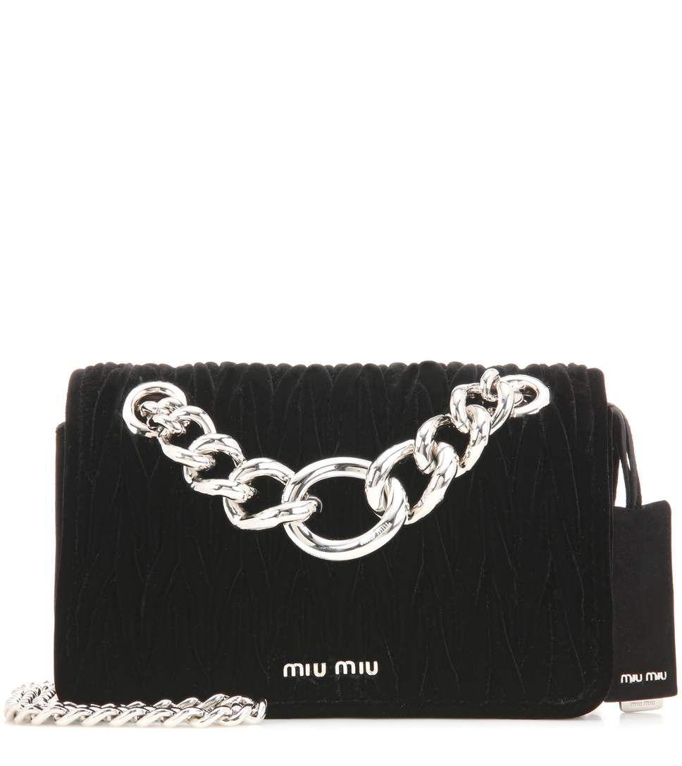 Miu Miu MatelassÉ Velvet Shoulder Bag In Eero ModeSens