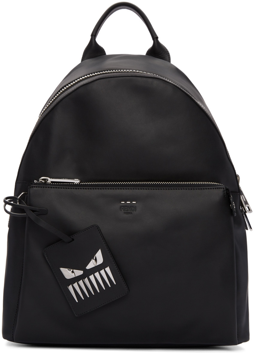 Fendi Black Leather Backpack ModeSens