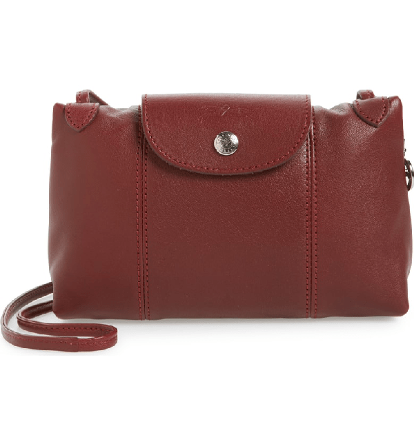 Longchamp Le Pliage Cuir Crossbody Bag Red In Cquer ModeSens