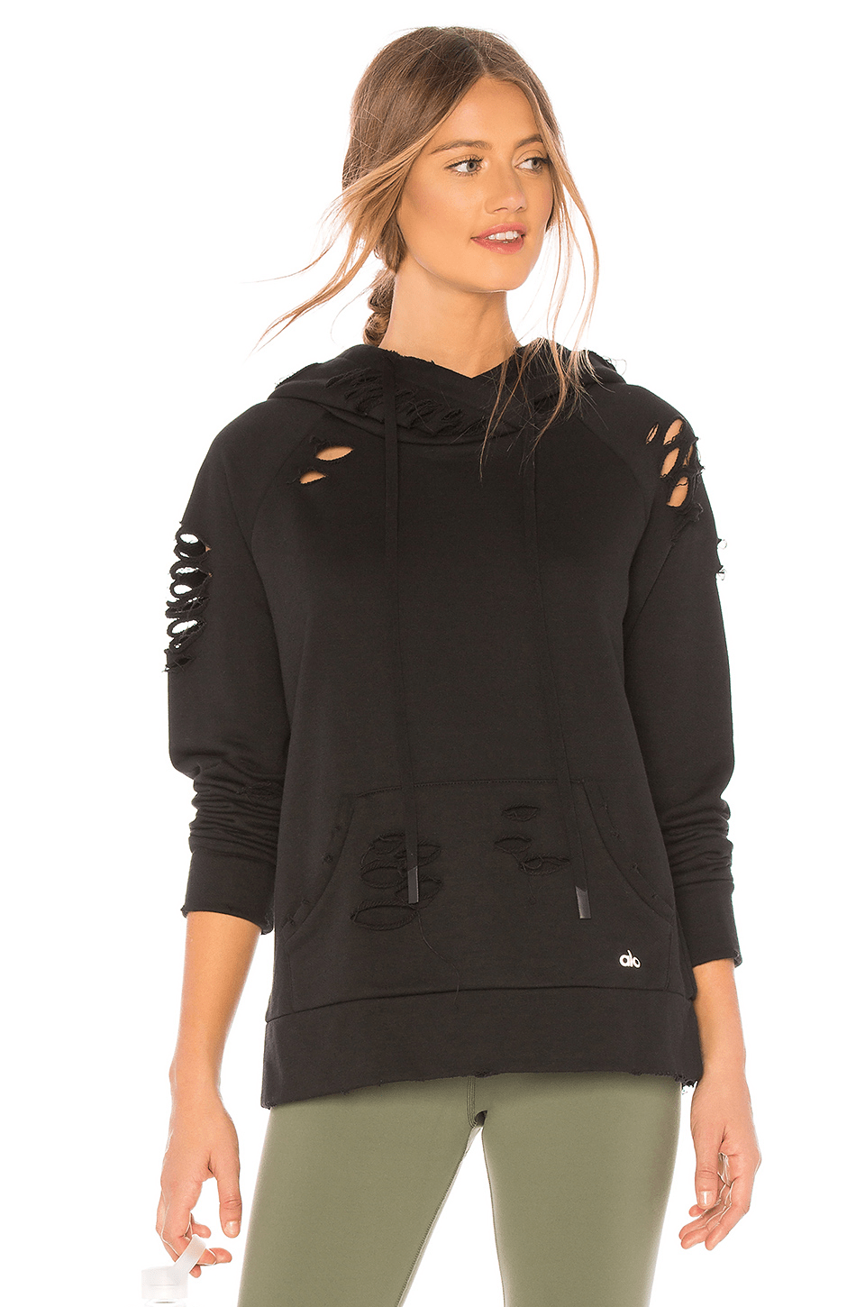 Alo Yoga Ripped Hoodie In Black ModeSens