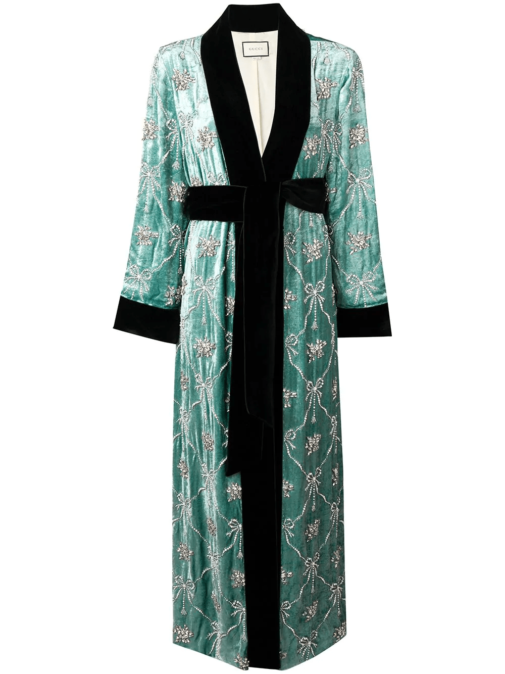 Gucci Embellished Robe Coat Green ModeSens