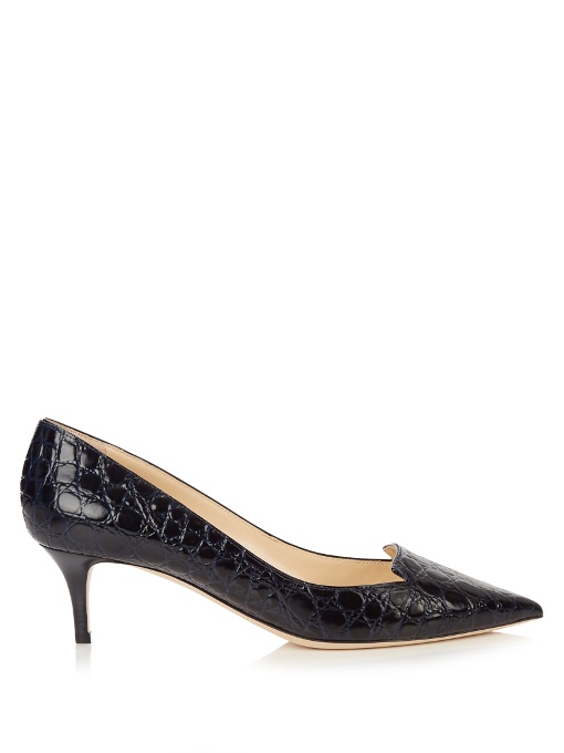 Jimmy Choo Allure 50mm Crocodileeffect Leather Pumps In Midnightblue