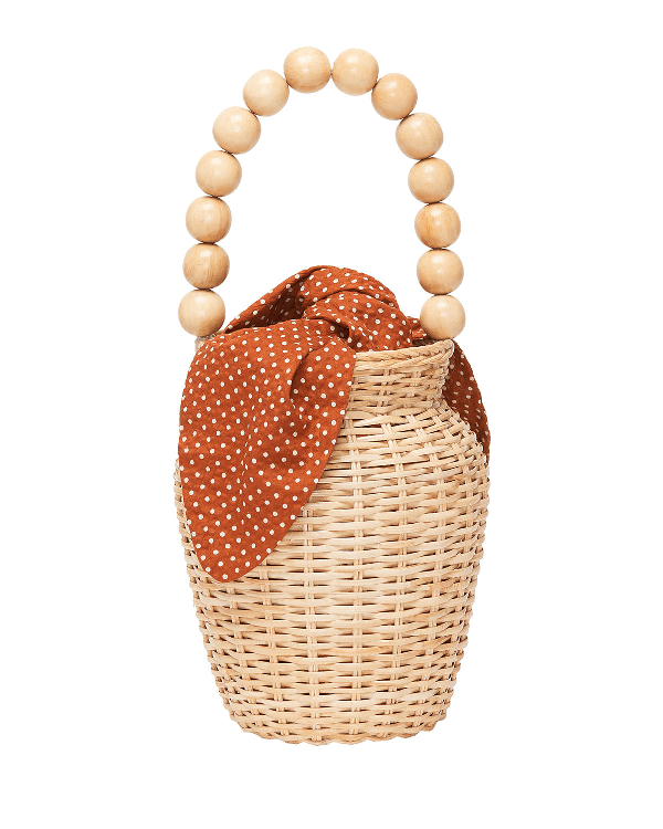 Loeffler Randall Louise Basket Bag In Natural/maroon