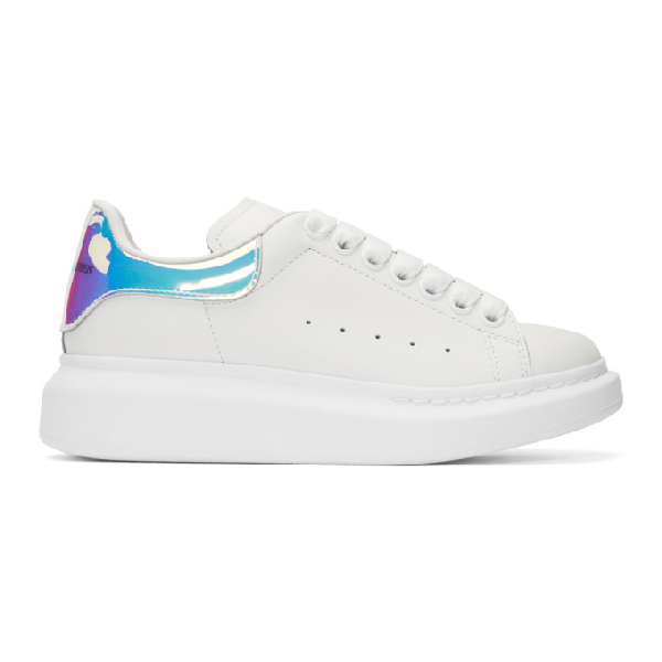 Alexander Mcqueen Iridescenttrimmed Leather Exaggeratedsole Sneakers