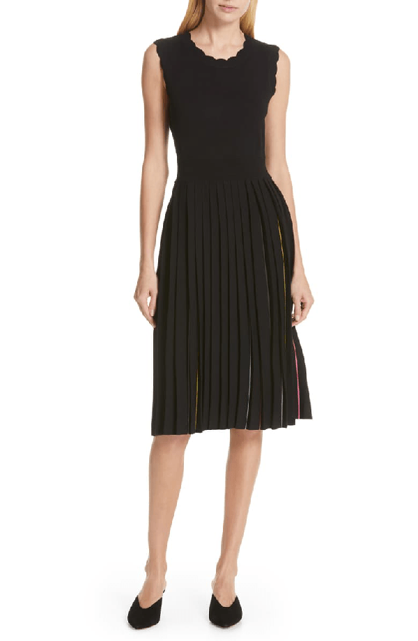 Kate Spade Crewneck Sleeveless Pleated Sweater Dress In Black ModeSens